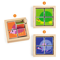 DJECO houten blokpuzzel Tournibist 4 stks / 2 jr+