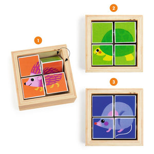 DJECO houten blokpuzzel Tournibist 4 stks / 2 jr+