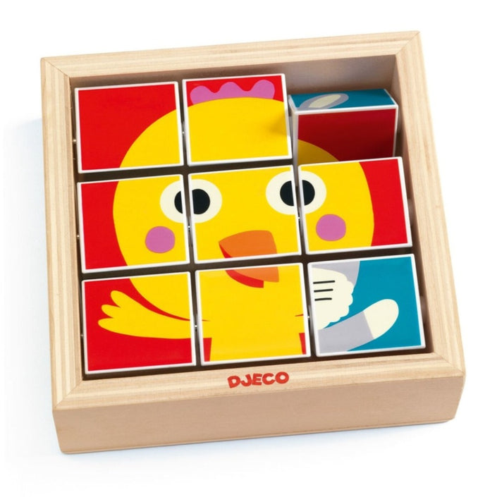 DJECO houten blokpuzzel Tournifarm 9 stks / 2 jr+