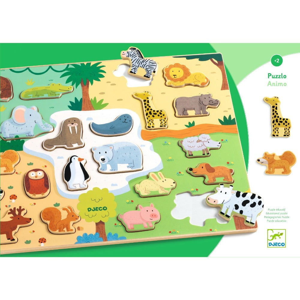 DJECO houten puzzel Animo 2 jr+ / 22 stks DJ01830