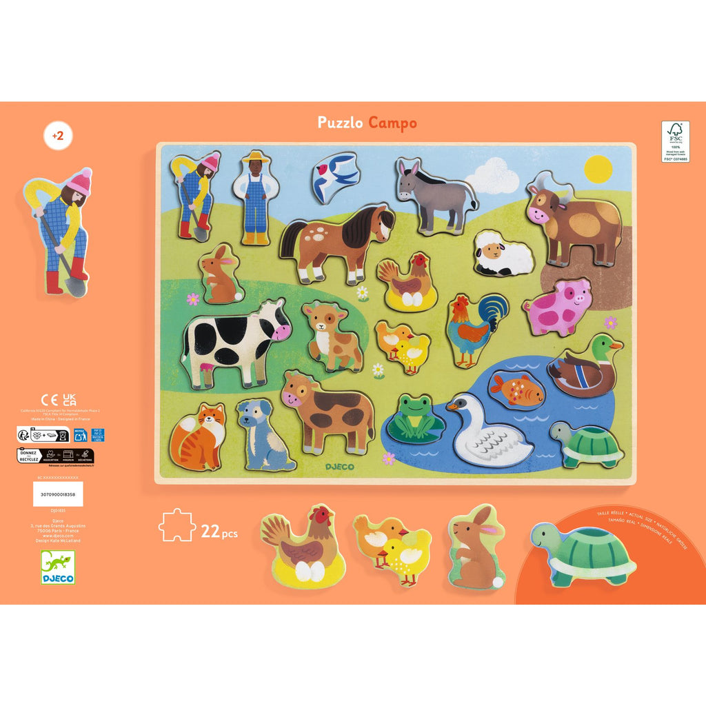 DJECO houten puzzel Campo 2 jr+ / 22 stks DJ01835