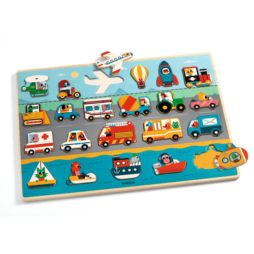 DJECO houten puzzel Vroom 2 jr+ / 22 stks