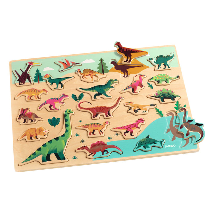 DJECO houten puzzel Dino 2 jr+ / 22 stks