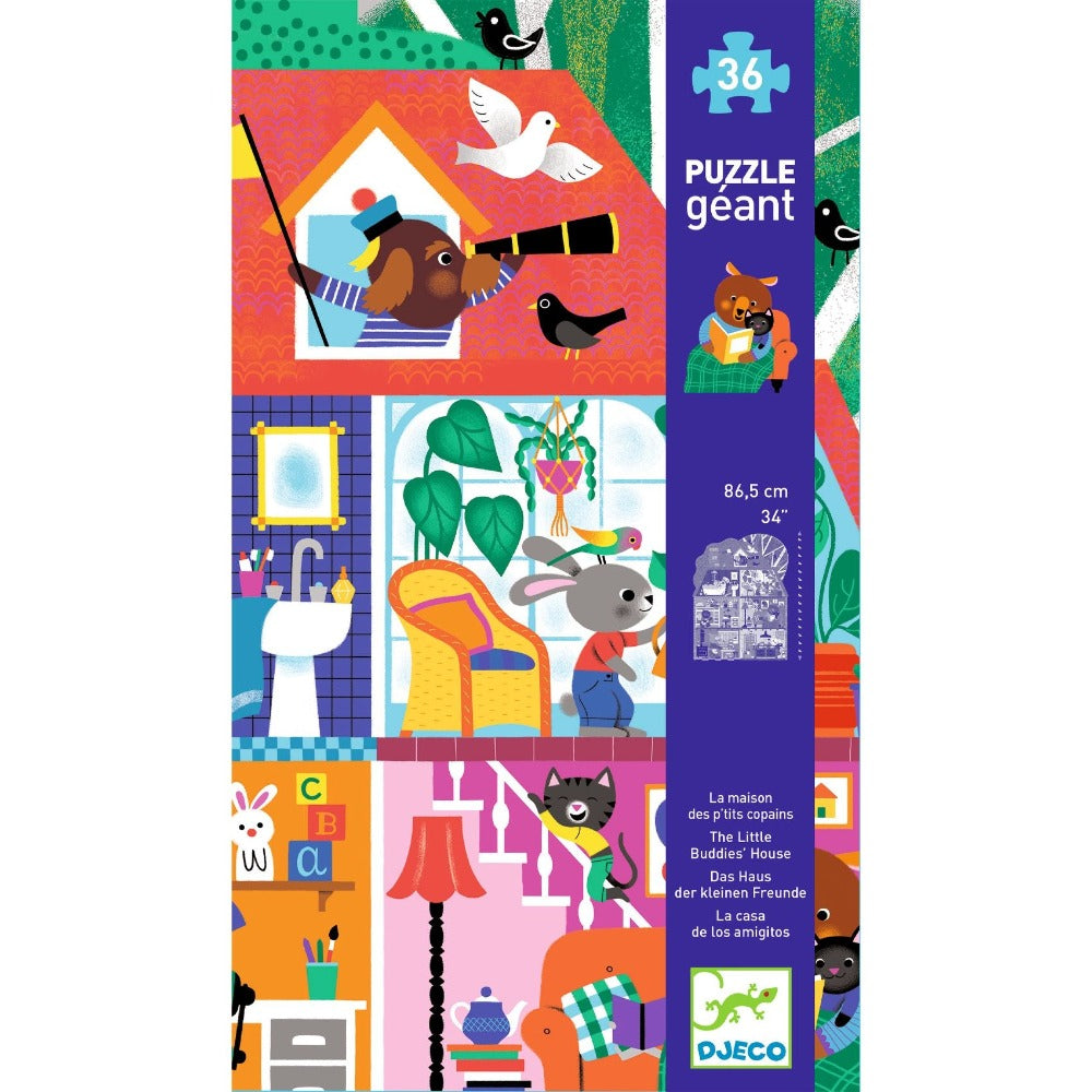 DJECO jumbo puzzel Huis van de vriendjes 3 jr+ / 36 stks 3070900071698