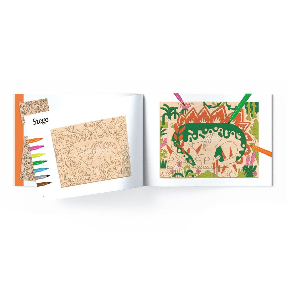 DJECO kleuren op hout Dino wereld 6 jr+