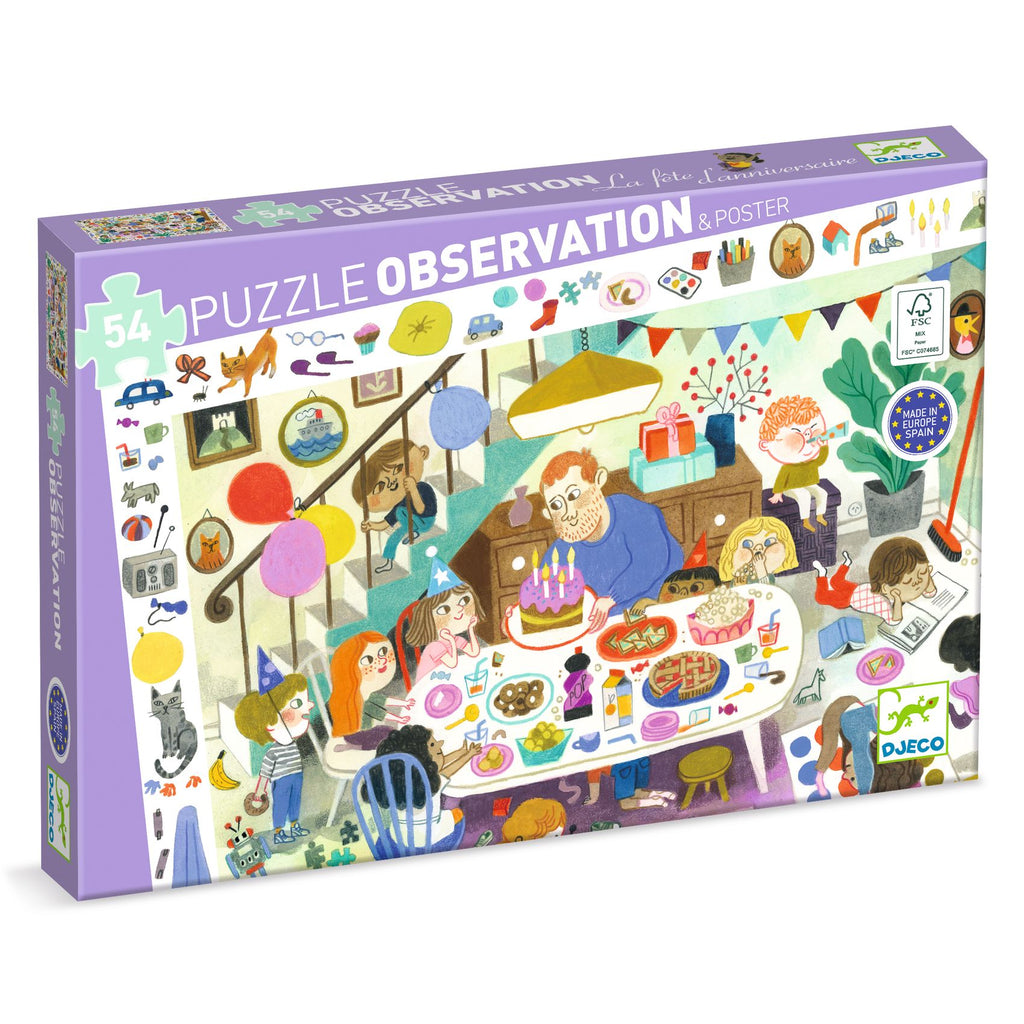 DJECO observatie puzzel birthday party 4 jr+/ 54stks