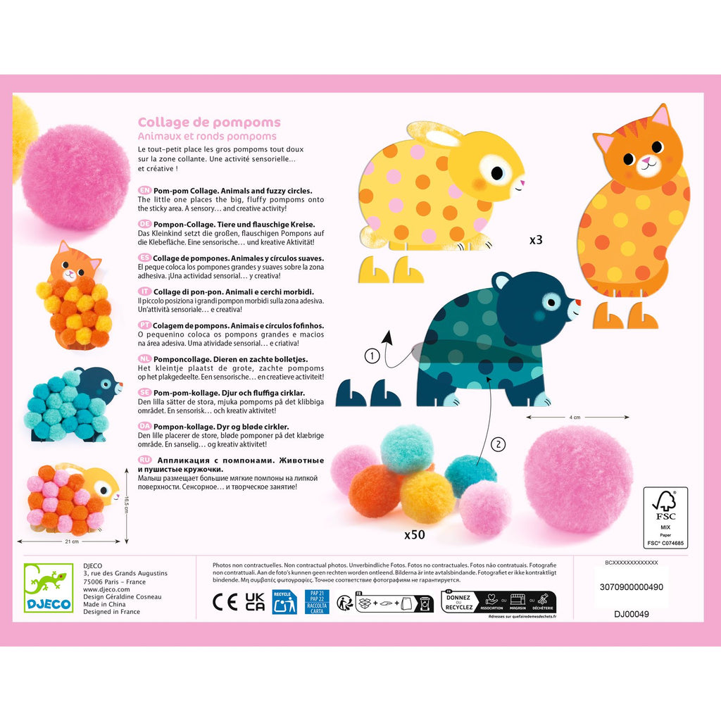 DJECO pompons knutselset dieren 18 mnd+ DJ00049