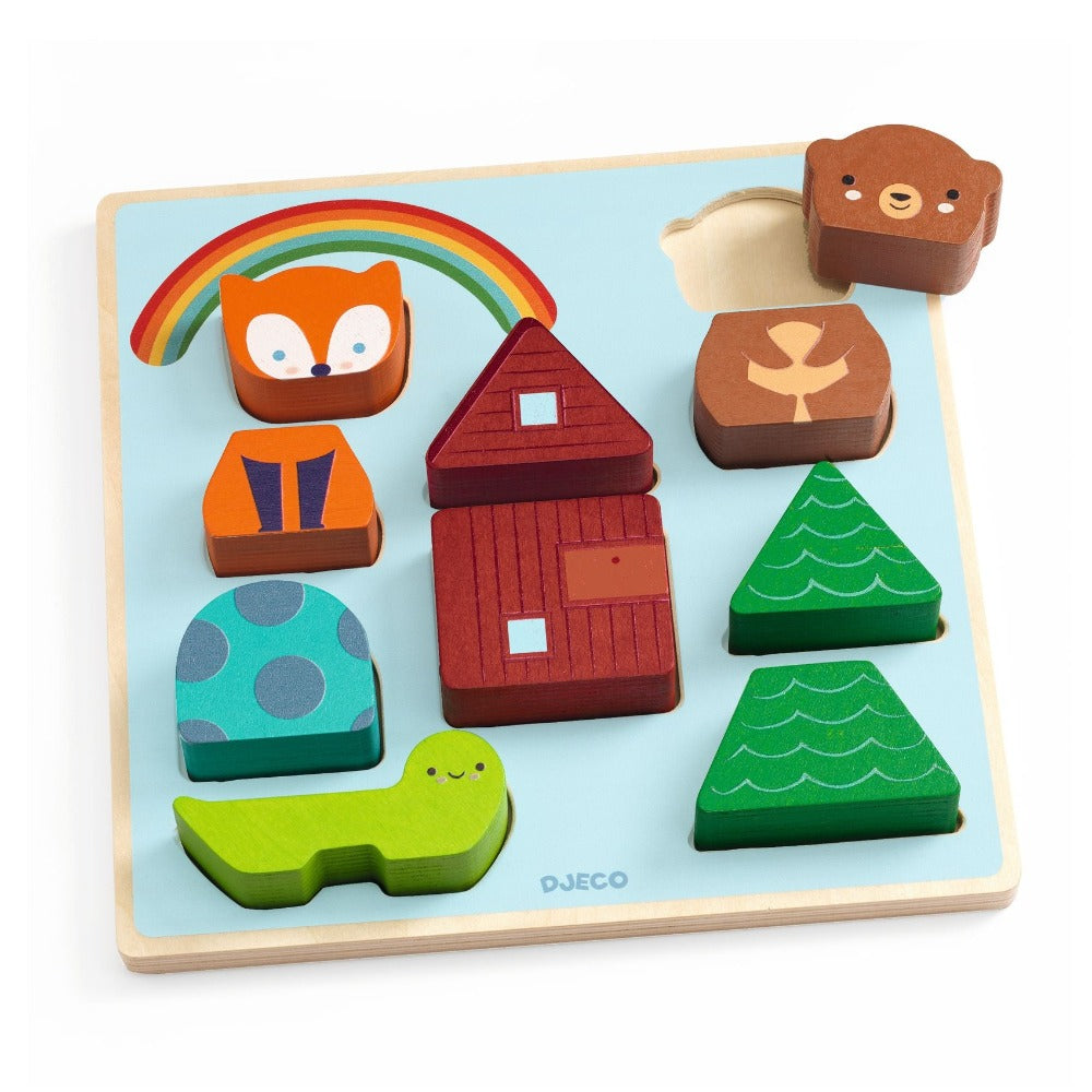 DJECO puzzel en stapelspel Rainbow 18 mnd+