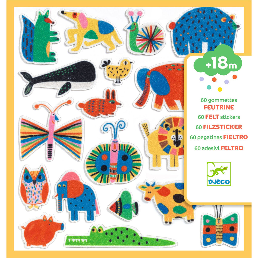 DJECO vilt stickers Overal dieren 18 mnd + DJ00950