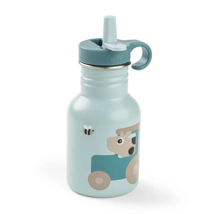 Done by Deer metalen fles met rietje tiny farm blue 350 ml 5712643061229 b