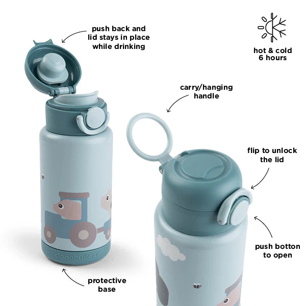 Done by Deer thermosfles tiny farm blue 340 ml