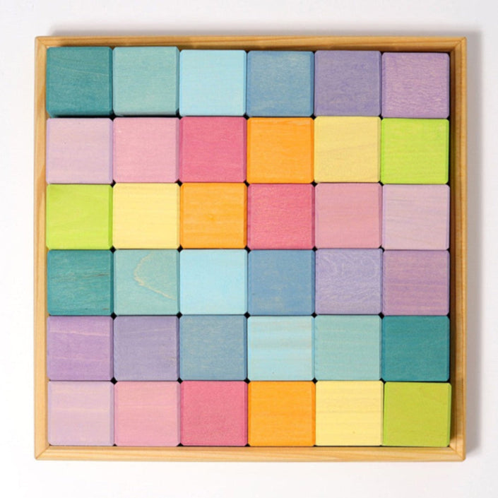 GRIMMS mozaiek blokkenset regenboog pastel 1 jr+43111