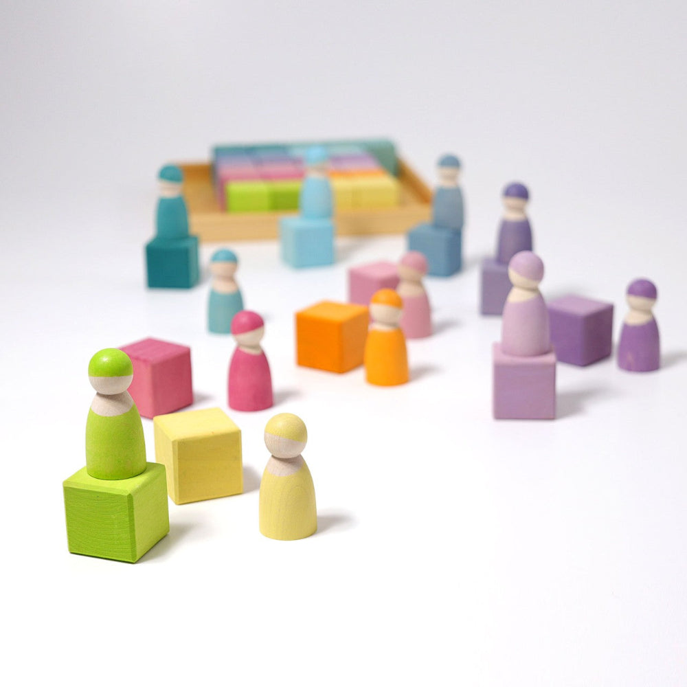 GRIMMS mozaiek blokkenset regenboog pastel 1 jr+43111d