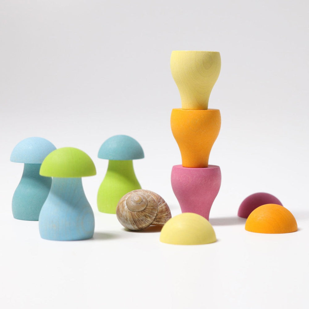 GRIMMS paddenstoelen regenboog pastel 1 jr+ esdoornhout