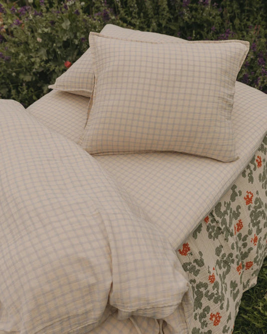 Garbo and Friends hoeslaken gingham blue 90x200