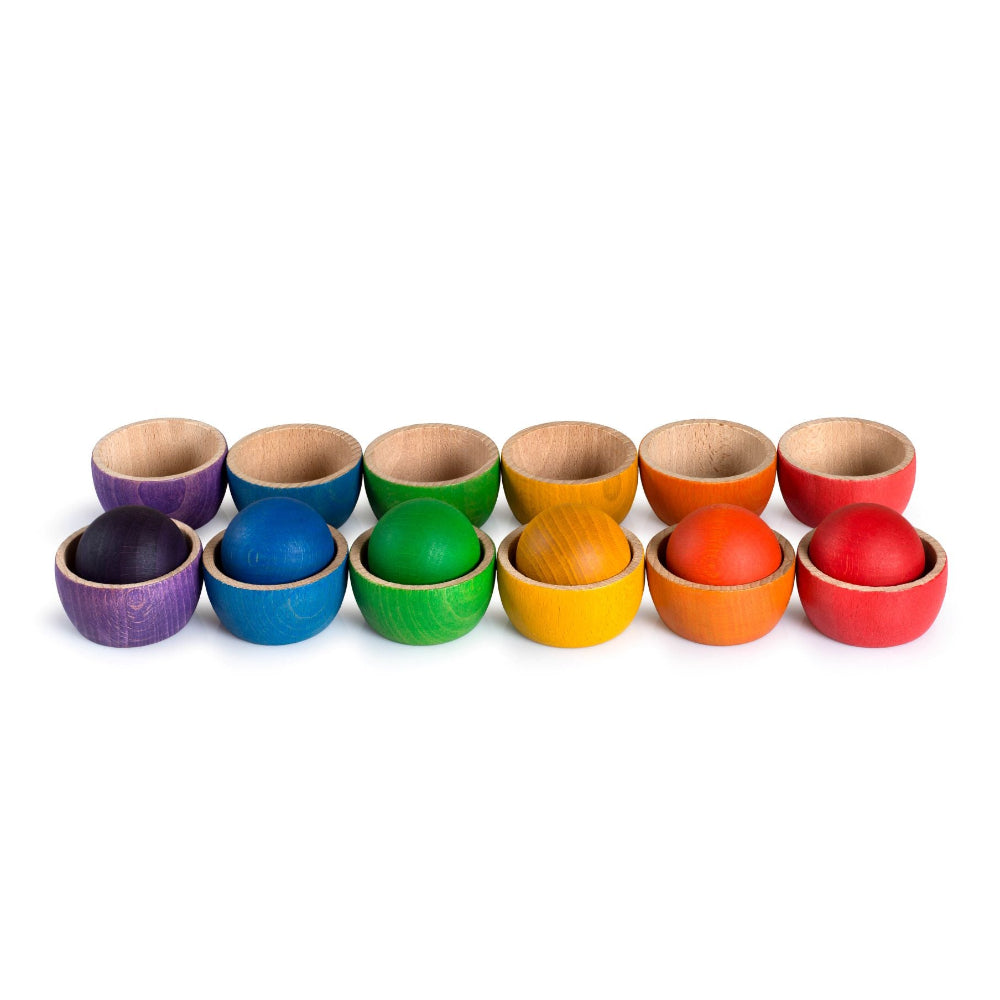 Grapat 12 regenboog bakjes met ballen 18 mnd+