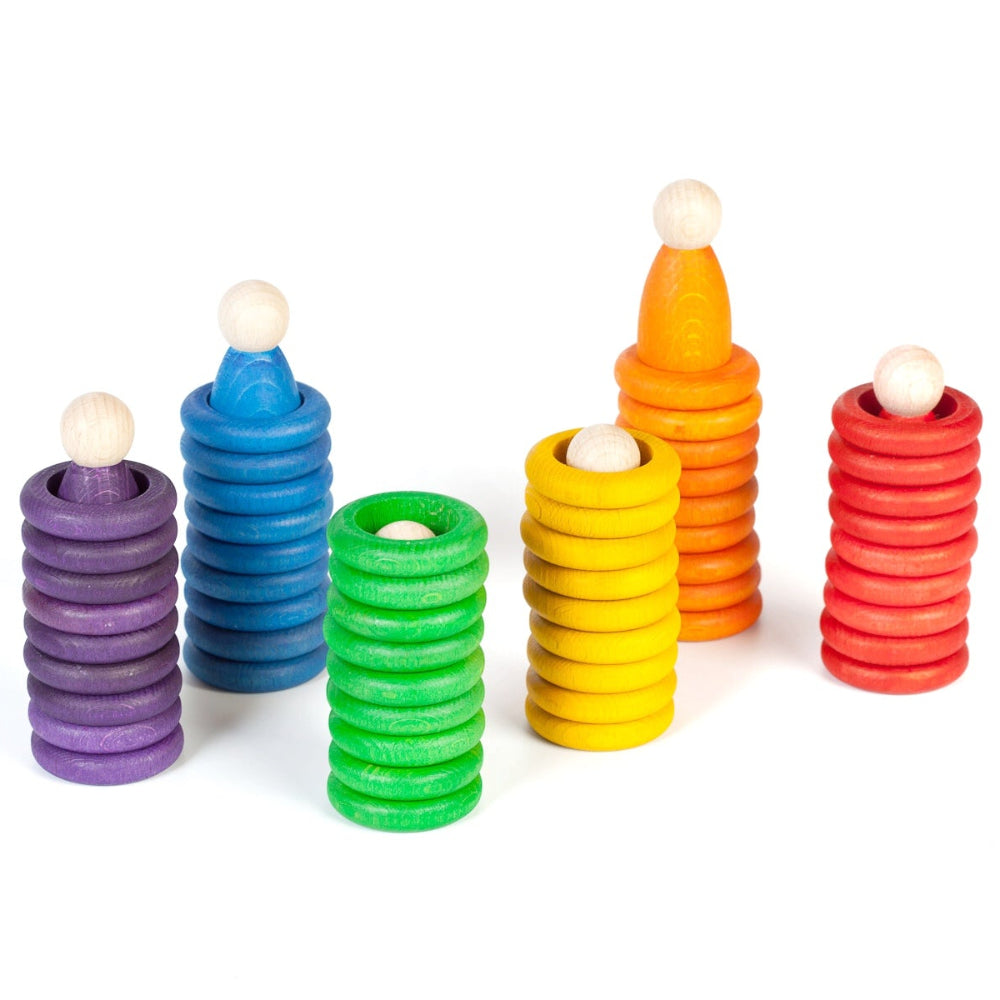 Grapat nins poppetjes, ringen en munten 60 stks 18 mnd+
