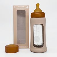 HEVEA glazen fles brede hals sand 250 ml 3 mnd+