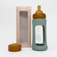 HEVEA glazen fles brede hals seafoam blue 250 ml 3 mnd+