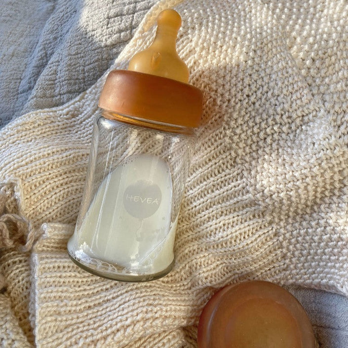 HEVEA glazen flessen brede hals slow flow 150 ml 0 mnd+