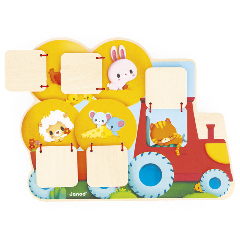 JANOD puzzel Tractor met luikjes 12 mnd+
