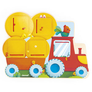 JANOD puzzel Tractor met luikjes 12 mnd+4