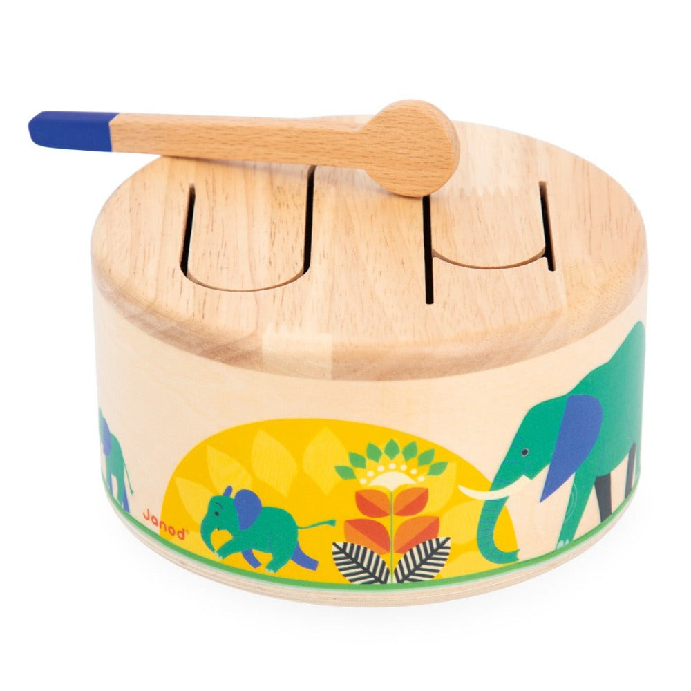 Janod - Mijn eerste houten trommel Sunshine - rollenspeelgoed en vroege muzikale opvoeding - waterverf - vanaf 18 maanden, J07617 Janod - Mijn eerste houten trommel Sunshine - rollenspeelgoed en vroege muzikale opvoeding - waterverf - vanaf 18 maanden, J07617
