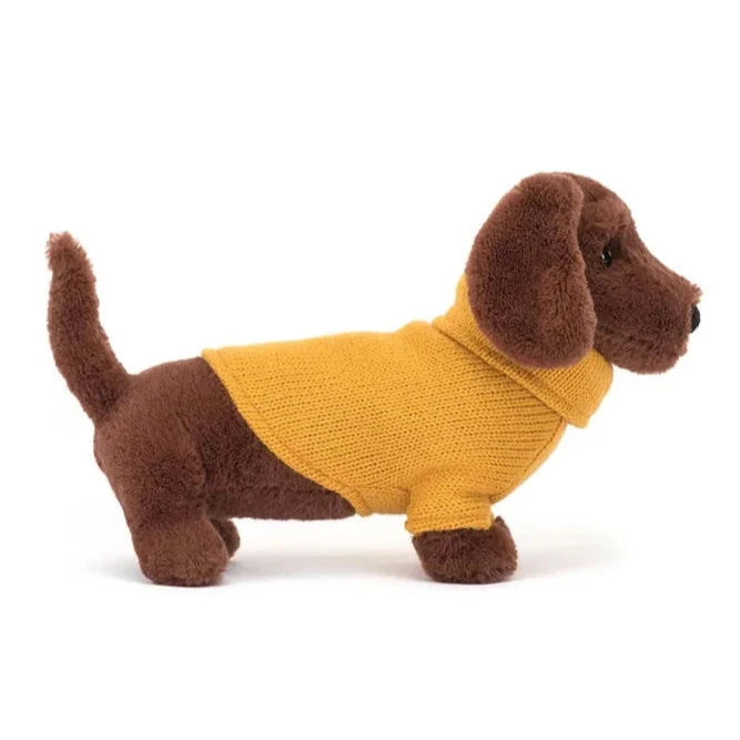 Jellycat knuffel Sweater Sausage Dog Yellow