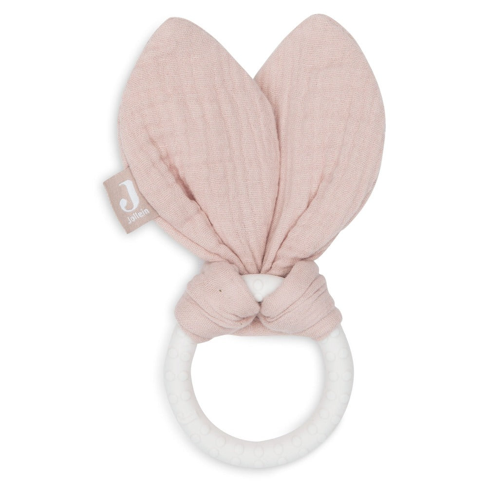 Jollein siliconen bijtring bunny ears roze