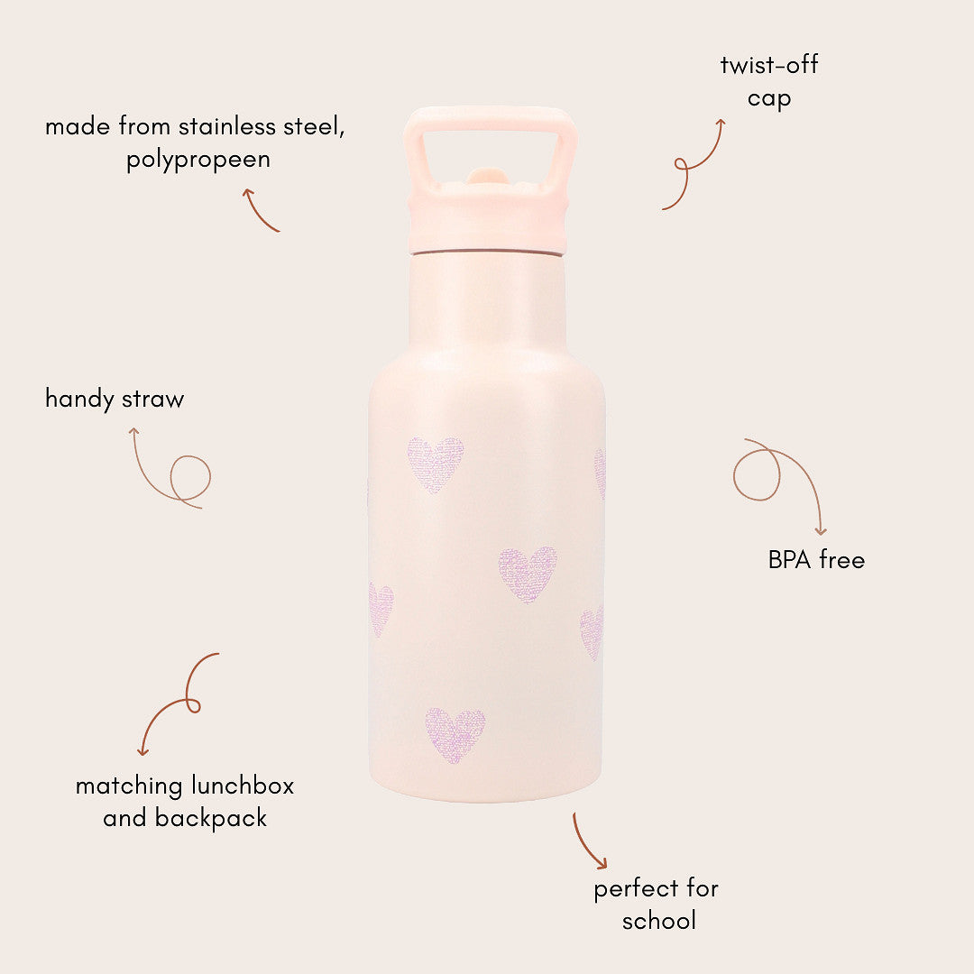 Kidzroom drinkfles pink hearts030-01060b