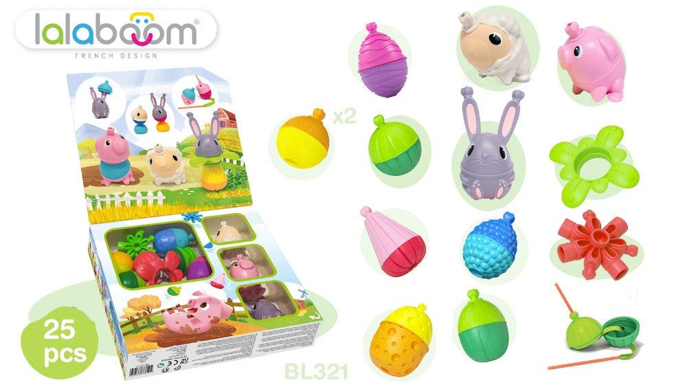 Lalaboom educatieve kralen boerderij 25 stks 10 mnd+ BL321