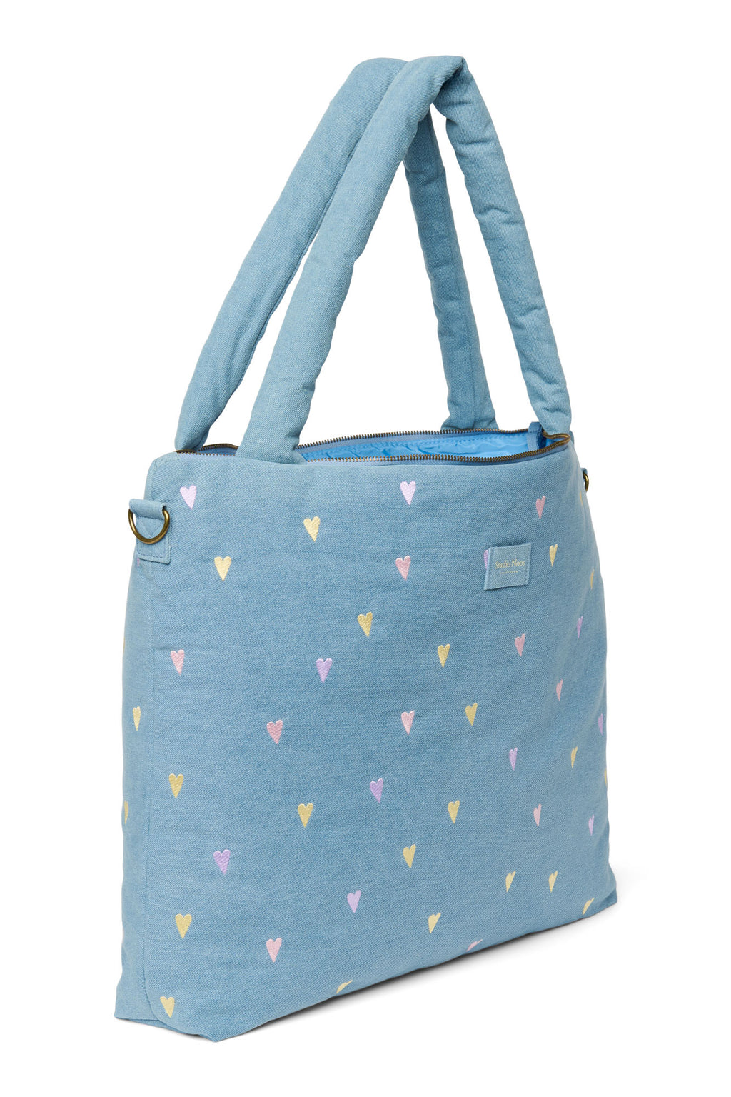 Studio Noos denim diaper bag light blue hearts 6153324578596
