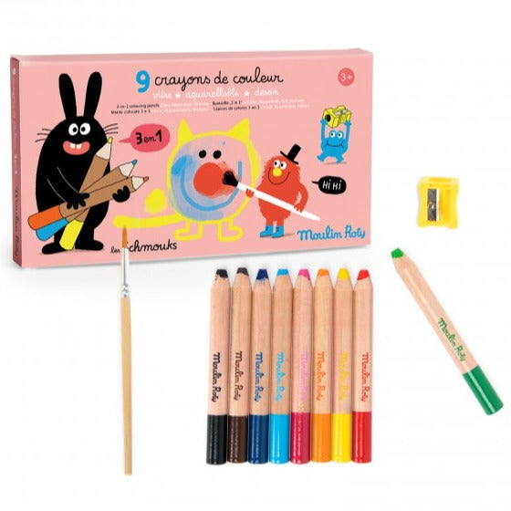 Buy Moulin Roty kleurpotloden aquarel Les Schmouks 3 stks 3 jr+