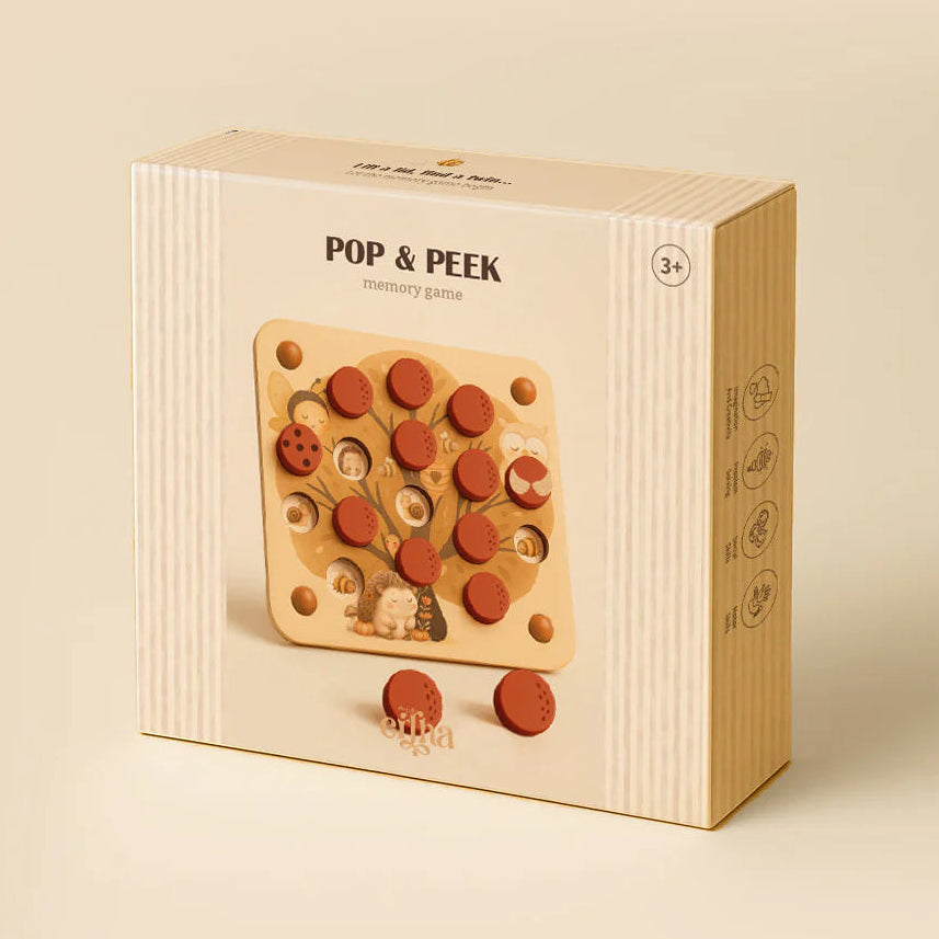 Mrs Ertha houten memory spel Pop & Peek 3 jr+ 100% hout