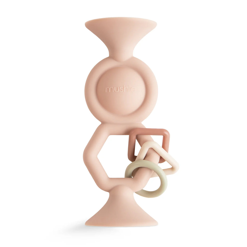 Mushie babyspeeltje hexapop met zuignap blush 10 mnd+