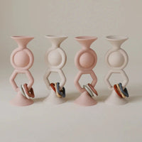 Mushie babyspeeltje hexapop met zuignap blush 10 mnd+