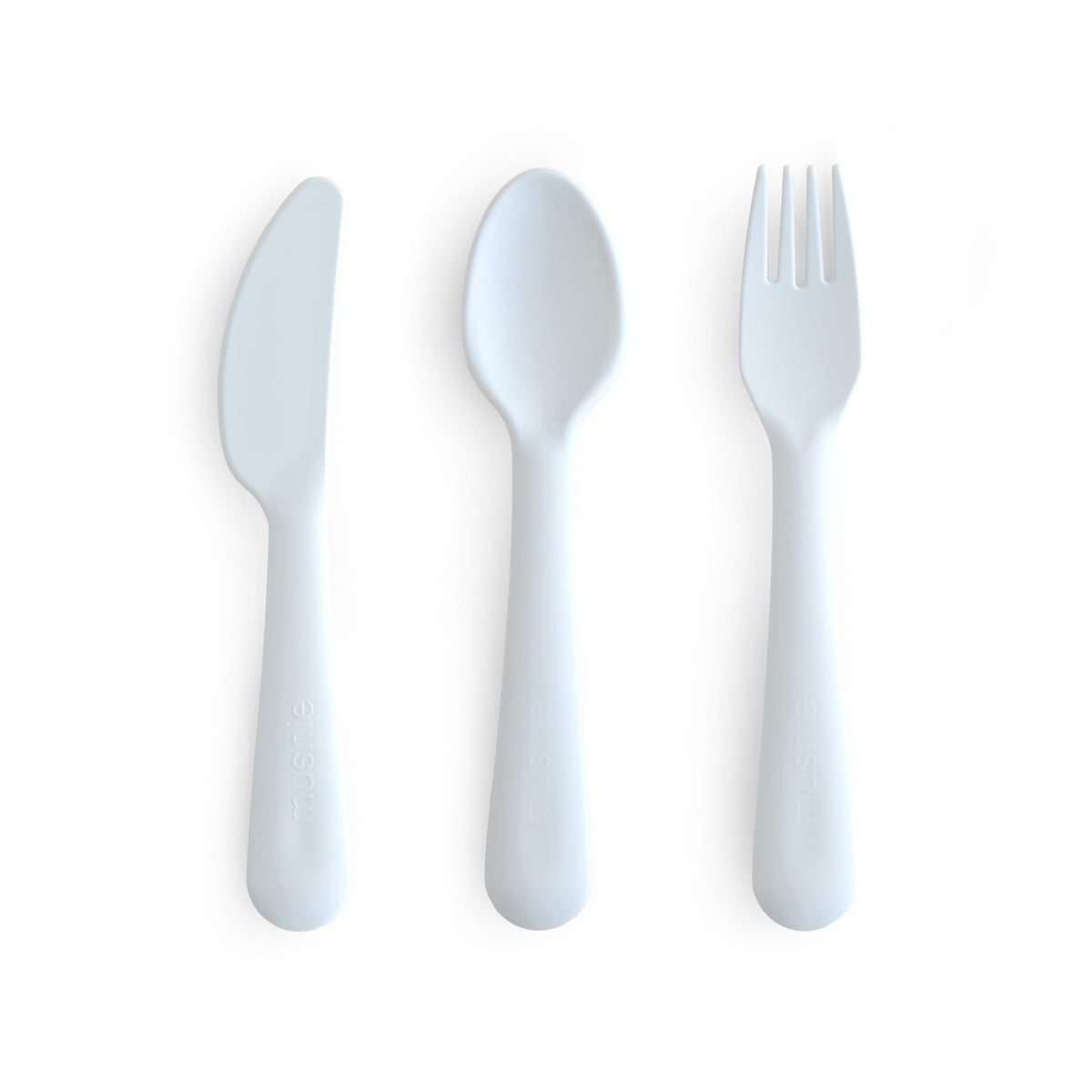 Mushie bestekset powder blue 3-delig 840355800609
