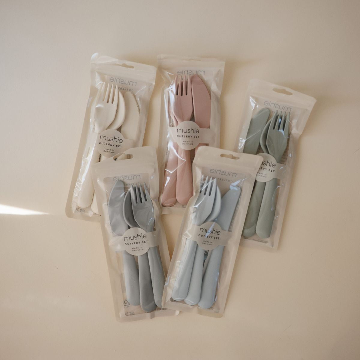 Mushie bestekset powder blue 3-delig