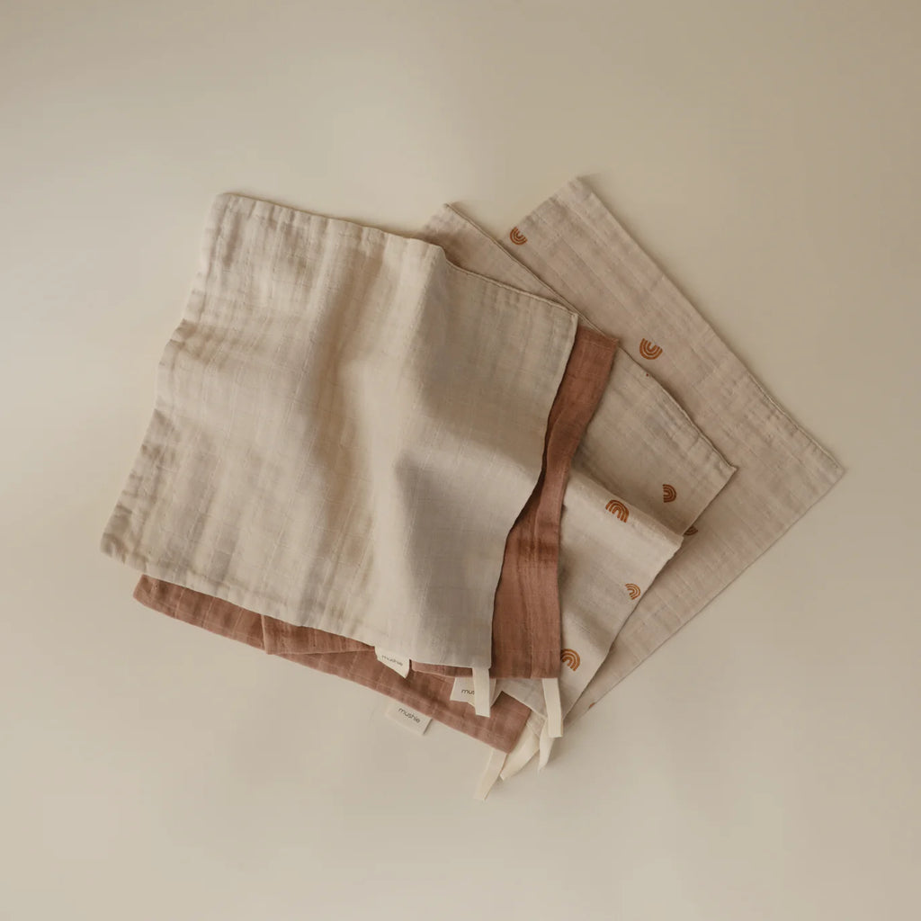 Mushie hydrofiele washandjes rainbow 28 x 28 840355800937