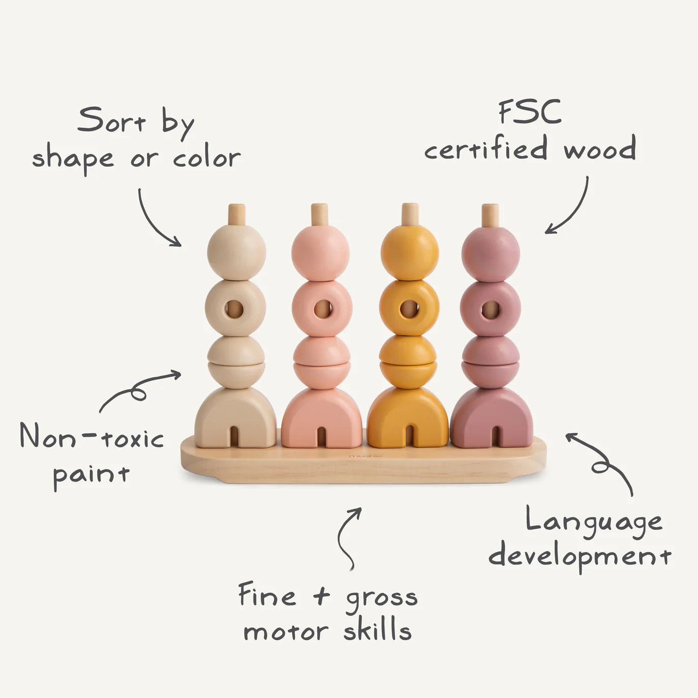 Mushie multi shape stacker original 3 jr+