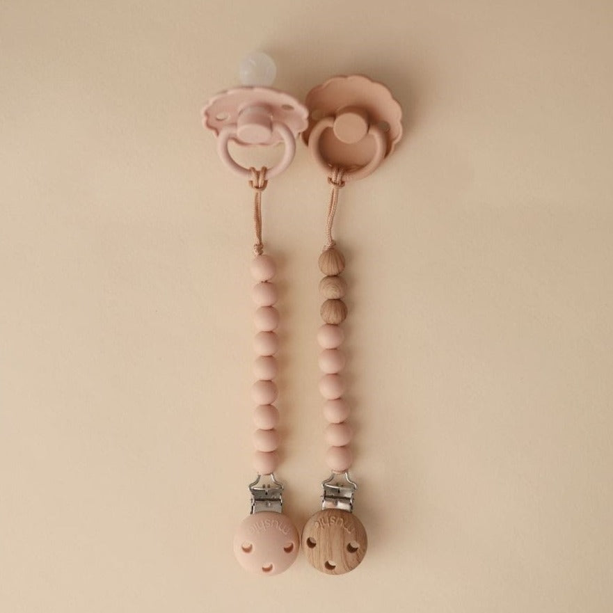 Buy Mushie pacifier clip Eva blush wood