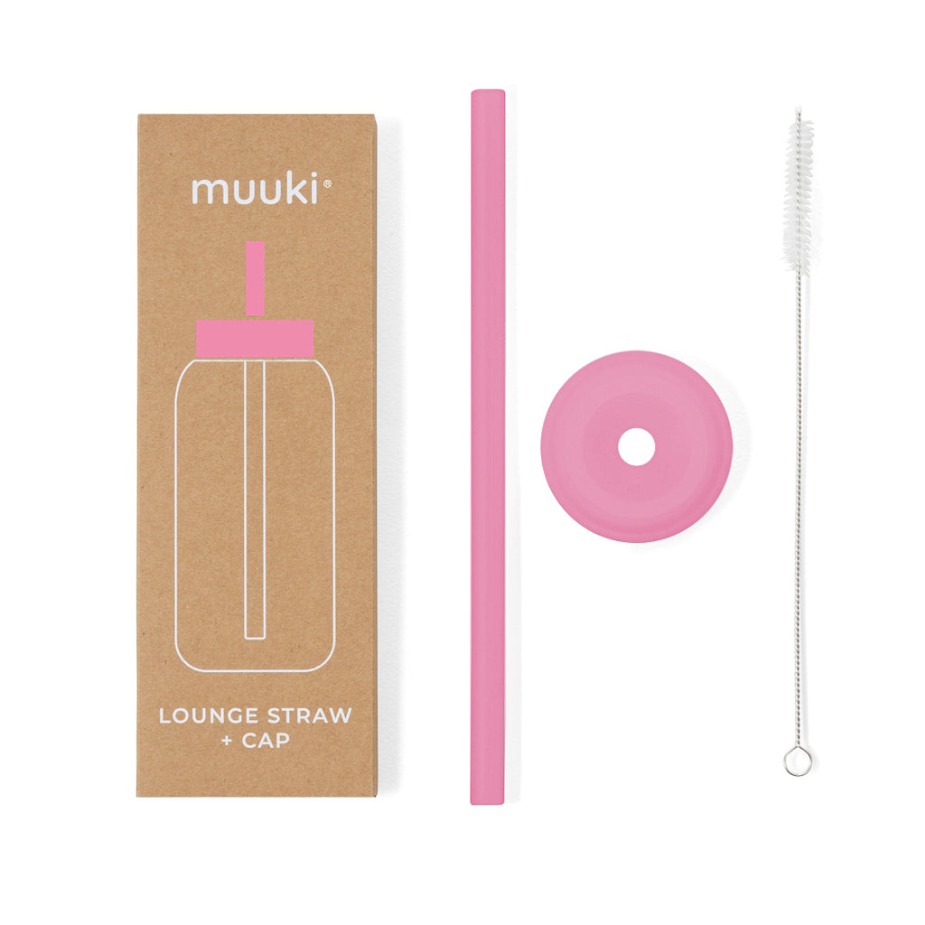 Muuki lounge straw + dop flamingo pink