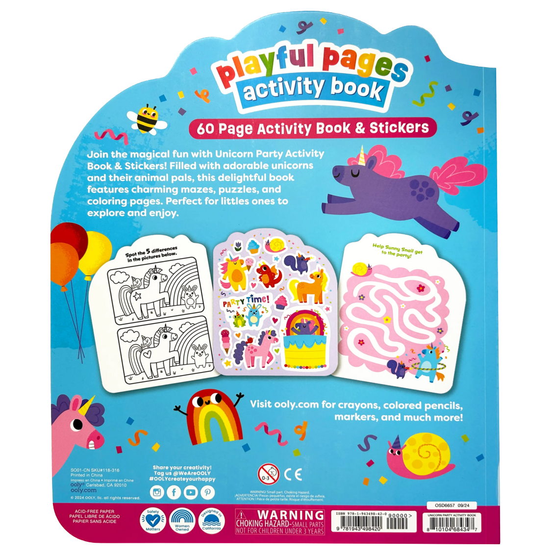 OOLY activity book unicorn party b