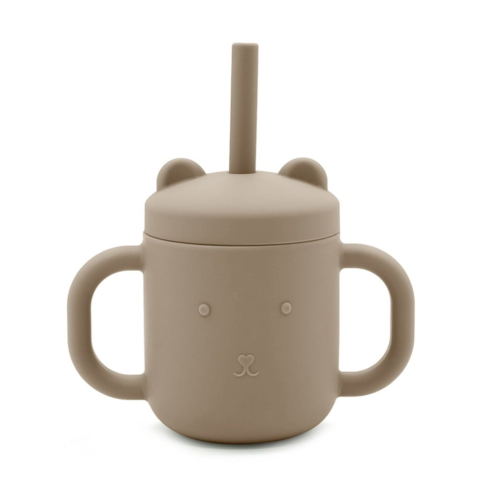 Petit Monkey siliconen sippy cup met oren taupe