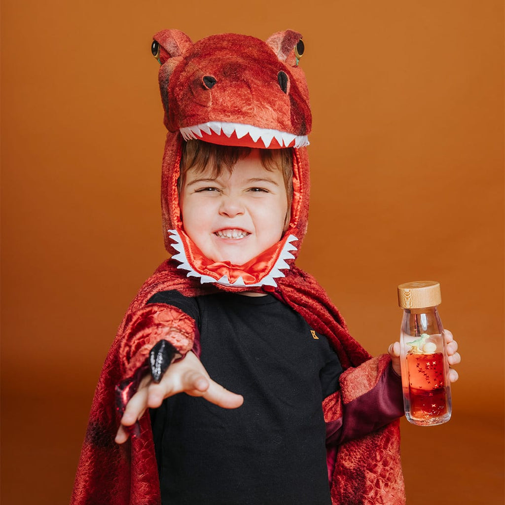 Petit Boum sensorische fles Move T-Rex 3 mnd+ recyclebaar plastic + esdoorn hout