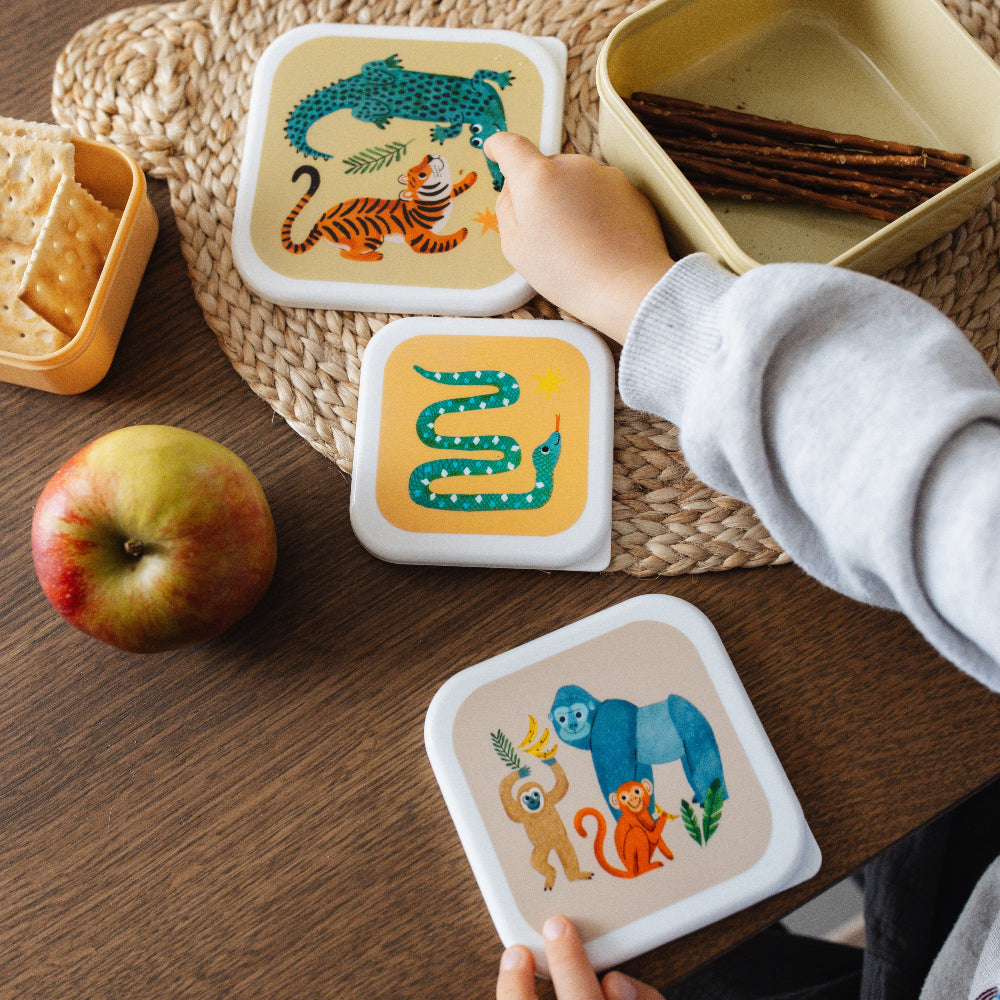 Petit Monkey snackbox set upside down animals 12 x 12 cm 8719244227020