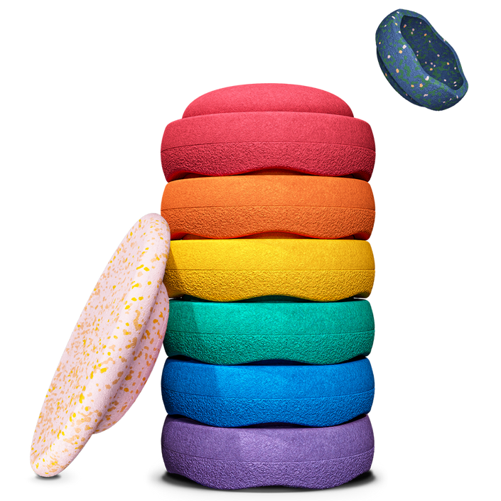 Stapelstein Water Lily special rainbow classic + balance board + gratis mini