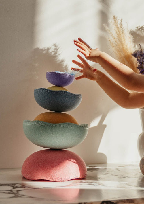 Stapelstein Bloom stacking stones 6 + 1 Rainbow pastel