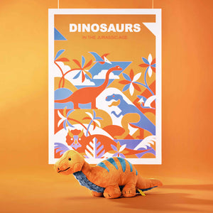 Steiff knuffeldino Bronko 28 cm oranje blauw 4001505087837 a