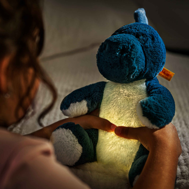 Steiff nachtlamp knuffel Spott dinosaurus 28 cm blauw